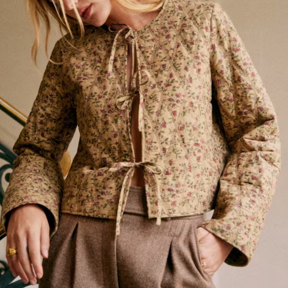 🍂🍎Sezane Paoline Jacket Organic cotton Floral Quilted Jacket - Picture 2 of 11